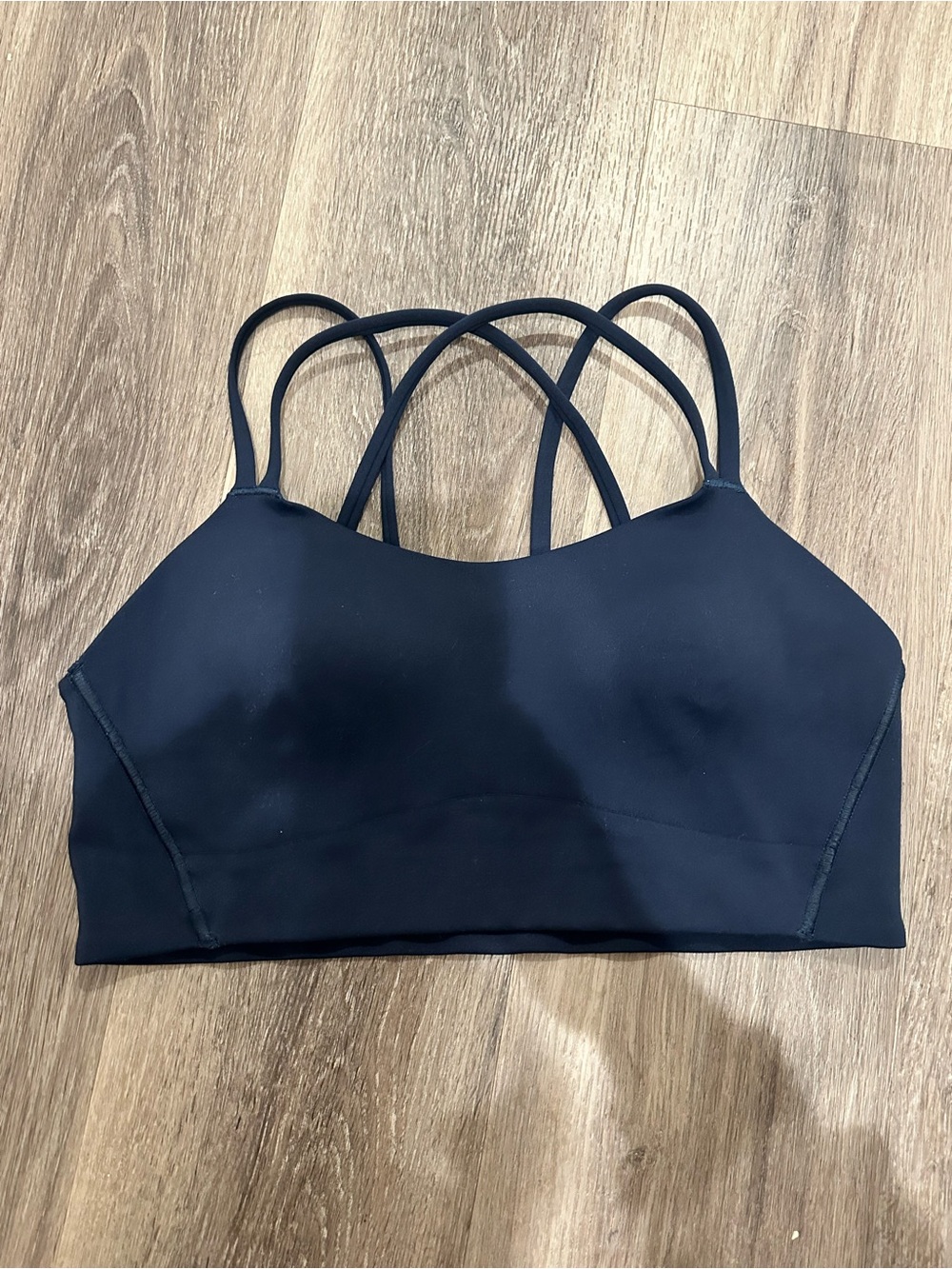 Move Theology Navy Strappy Cage Back Longline Sports Bra Size L Activewear Gym